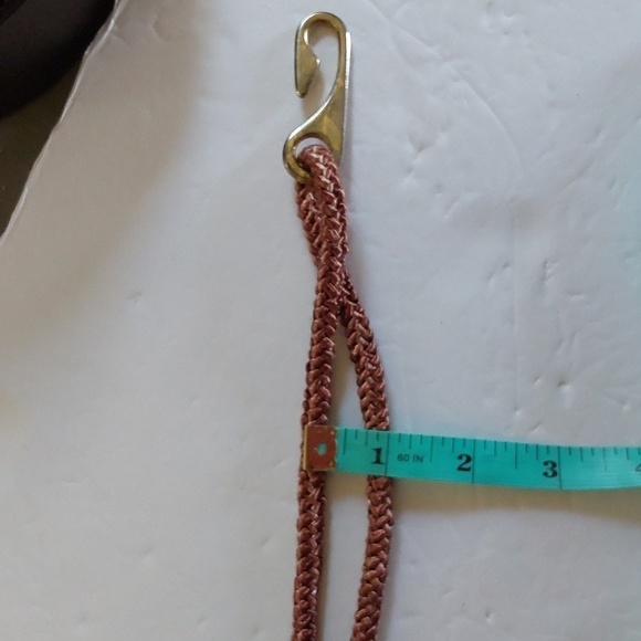 Women\'s Brown Cord Gold EMBLEM Beads Dress Belt Boho Neutral Sz. S/M
